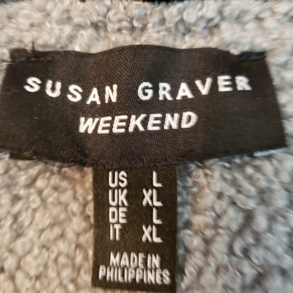 📣 SOLD 📣Susan Graver Reversible Polar Fleece Sherpa Coat Large Black Gray New - Picture 14 of 17